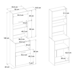 meg-GP042-0332,1-6 ΕΠΙΠΛΟ ΚΟΥΖΙΝΑΣ TUCO 1 MEGAPAP ΧΡΩΜΑ ΛΕΥΚΟ 53,8X40X180ΕΚ.