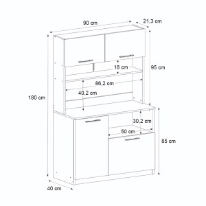 meg-GP042-0333,1-6 ΕΠΙΠΛΟ ΚΟΥΖΙΝΑΣ TUCO 2 MEGAPAP ΧΡΩΜΑ ΛΕΥΚΟ 90X40X180ΕΚ.