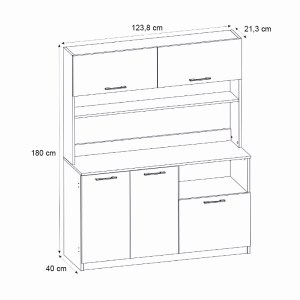 meg-GP042-0334,1-6 ΕΠΙΠΛΟ ΚΟΥΖΙΝΑΣ TUCO 3 MEGAPAP ΧΡΩΜΑ ΛΕΥΚΟ 123,8X40X180ΕΚ.