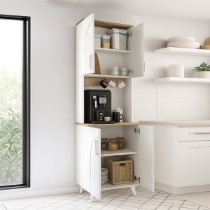 meg-GP042-0335,1-1 ΕΠΙΠΛΟ ΚΟΥΖΙΝΑΣ KALIRA 2 MEGAPAP ΧΡΩΜΑ ΛΕΥΚΟ - ROTA OAK 60X40X196ΕΚ.