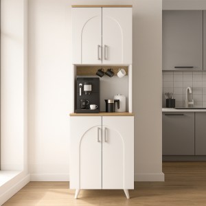 meg-GP042-0335,1-2 ΕΠΙΠΛΟ ΚΟΥΖΙΝΑΣ KALIRA 2 MEGAPAP ΧΡΩΜΑ ΛΕΥΚΟ - ROTA OAK 60X40X196ΕΚ.