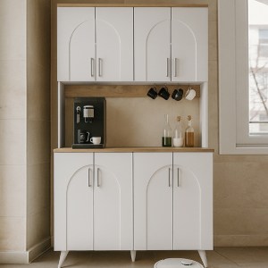 meg-GP042-0336,1-0 ΕΠΙΠΛΟ ΚΟΥΖΙΝΑΣ KALIRA 4 MEGAPAP ΧΡΩΜΑ ΛΕΥΚΟ - ROTA OAK 120X40X196ΕΚ.