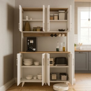 meg-GP042-0336,1-1 ΕΠΙΠΛΟ ΚΟΥΖΙΝΑΣ KALIRA 4 MEGAPAP ΧΡΩΜΑ ΛΕΥΚΟ - ROTA OAK 120X40X196ΕΚ.