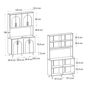 meg-GP042-0336,1-5 ΕΠΙΠΛΟ ΚΟΥΖΙΝΑΣ KALIRA 4 MEGAPAP ΧΡΩΜΑ ΛΕΥΚΟ - ROTA OAK 120X40X196ΕΚ.
