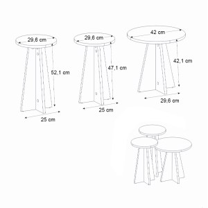 meg-GP042-0337,1-4 ΤΡΑΠΕΖΑΚΙ ΒΟΗΘΗΤΙΚΟ ΣΕΤ 3 ΤΜΧ PODEL MEGAPAP ΧΡΩΜΑ TRAVERTINE Ø29,6X52,1ΕΚ.