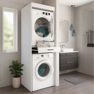 meg-GP042-0338,1-2 ΕΠΙΠΛΟ ΠΛΥΝΤΗΡΙΟΥ - ΣΤΕΓΝΩΤΗΡΙΟΥ FIKA MEGAPAP ΧΡΩΜΑ ΛΕΥΚΟ 67X61,8X198,5ΕΚ.