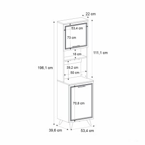 meg-GP042-0339,1-5 ΕΠΙΠΛΟ ΚΟΥΖΙΝΑΣ POTTER 1 MEGAPAP ΧΡΩΜΑ ΛΕΥΚΟ - ROTA OAK 53,4X39,6X196,1ΕΚ.