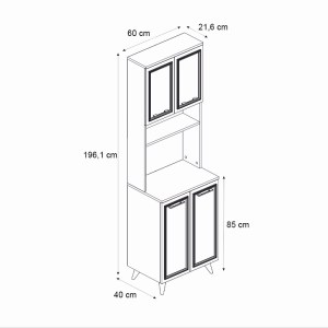 meg-GP042-0340,1-5 ΕΠΙΠΛΟ ΚΟΥΖΙΝΑΣ POTTER 2 MEGAPAP ΧΡΩΜΑ ΛΕΥΚΟ - ROTA OAK 60X40X196,1ΕΚ.
