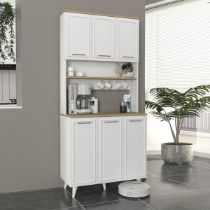 meg-GP042-0341,1-0 ΕΠΙΠΛΟ ΚΟΥΖΙΝΑΣ POTTER 3 MEGAPAP ΧΡΩΜΑ ΛΕΥΚΟ - ROTA OAK 90X40X196,1ΕΚ.