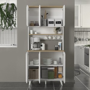 meg-GP042-0341,1-1 ΕΠΙΠΛΟ ΚΟΥΖΙΝΑΣ POTTER 3 MEGAPAP ΧΡΩΜΑ ΛΕΥΚΟ - ROTA OAK 90X40X196,1ΕΚ.