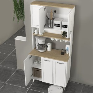 meg-GP042-0341,1-3 ΕΠΙΠΛΟ ΚΟΥΖΙΝΑΣ POTTER 3 MEGAPAP ΧΡΩΜΑ ΛΕΥΚΟ - ROTA OAK 90X40X196,1ΕΚ.