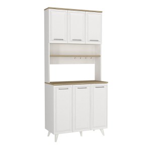 meg-GP042-0341,1-4 ΕΠΙΠΛΟ ΚΟΥΖΙΝΑΣ POTTER 3 MEGAPAP ΧΡΩΜΑ ΛΕΥΚΟ - ROTA OAK 90X40X196,1ΕΚ.