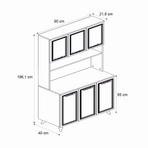 meg-GP042-0341,1-5 ΕΠΙΠΛΟ ΚΟΥΖΙΝΑΣ POTTER 3 MEGAPAP ΧΡΩΜΑ ΛΕΥΚΟ - ROTA OAK 90X40X196,1ΕΚ.