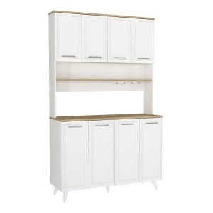 meg-GP042-0342,1-4 ΕΠΙΠΛΟ ΚΟΥΖΙΝΑΣ POTTER 4 MEGAPAP ΧΡΩΜΑ ΛΕΥΚΟ - ROTA OAK 120X40X196,1ΕΚ.