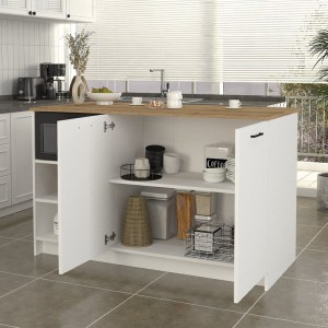 meg-GP042-0343,1-1 ΤΡΑΠΕΖΙ - ΠΑΓΚΟΣ ΚΟΥΖΙΝΑΣ PERES MEGAPAP ΧΡΩΜΑ ΛΕΥΚΟ - SEPET OAK 150X70X91,8ΕΚ.