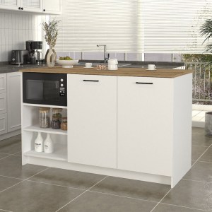 meg-GP042-0343,1-3 ΤΡΑΠΕΖΙ - ΠΑΓΚΟΣ ΚΟΥΖΙΝΑΣ PERES MEGAPAP ΧΡΩΜΑ ΛΕΥΚΟ - SEPET OAK 150X70X91,8ΕΚ.