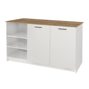 meg-GP042-0343,1-5 ΤΡΑΠΕΖΙ - ΠΑΓΚΟΣ ΚΟΥΖΙΝΑΣ PERES MEGAPAP ΧΡΩΜΑ ΛΕΥΚΟ - SEPET OAK 150X70X91,8ΕΚ.