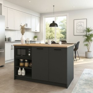 meg-GP042-0343,2-3 ΤΡΑΠΕΖΙ - ΠΑΓΚΟΣ ΚΟΥΖΙΝΑΣ PERES MEGAPAP ΧΡΩΜΑ ΑΝΘΡΑΚΙ - SEPET OAK 150X70X91,8ΕΚ.