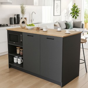 meg-GP042-0343,2-4 ΤΡΑΠΕΖΙ - ΠΑΓΚΟΣ ΚΟΥΖΙΝΑΣ PERES MEGAPAP ΧΡΩΜΑ ΑΝΘΡΑΚΙ - SEPET OAK 150X70X91,8ΕΚ.