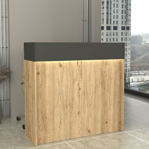 meg-GP042-0345,1-0 ΓΡΑΦΕΙΟ ΥΠΟΔΟΧΗΣ - RECEPTION WILKO MEGAPAP ΜΕ LED ΧΡΩΜΑ SEPET OAK - ΑΝΘΡΑΚΙ 113,6X42X110ΕΚ.