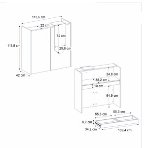 meg-GP042-0348,1-11 ΓΡΑΦΕΙΟ ΥΠΟΔΟΧΗΣ - RECEPTION NAVITA MEGAPAP ΜΕ LED ΧΡΩΜΑ SEPET OAK - ΑΝΘΡΑΚΙ 113,6X42X111,8ΕΚ.