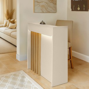 meg-GP042-0349,1-2 ΓΡΑΦΕΙΟ ΥΠΟΔΟΧΗΣ - RECEPTION KARIBU MEGAPAP ΜΕ LED ΧΡΩΜΑ SANDSTONE - SEPET OAK 90X40X100ΕΚ.