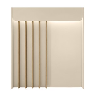 meg-GP042-0349,1-6 ΓΡΑΦΕΙΟ ΥΠΟΔΟΧΗΣ - RECEPTION KARIBU MEGAPAP ΜΕ LED ΧΡΩΜΑ SANDSTONE - SEPET OAK 90X40X100ΕΚ.