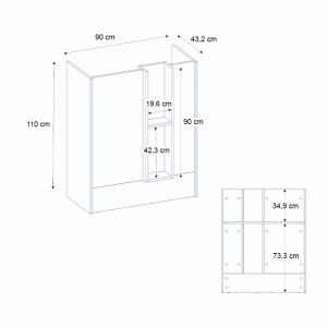 meg-GP042-0350,2-6 ΓΡΑΦΕΙΟ ΥΠΟΔΟΧΗΣ - RECEPTION BONVENO MEGAPAP ΧΡΩΜΑ ΛΕΥΚΟ - SEPET OAK 90X43,2X110ΕΚ.