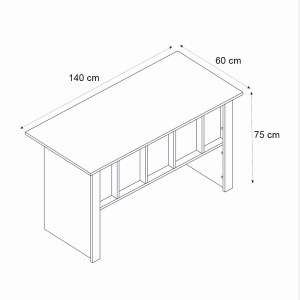 meg-GP042-0351,1-7 ΓΡΑΦΕΙΟ ΕΡΓΑΣΙΑΣ NIKA MEGAPAP ΧΡΩΜΑ SEPET OAK - ΑΝΘΡΑΚΙ 140X60X75ΕΚ.