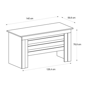 meg-GP042-0353,1-5 ΓΡΑΦΕΙΟ ΕΡΓΑΣΙΑΣ EPITO MEGAPAP ΧΡΩΜΑ ΑΝΘΡΑΚΙ - SEPET OAK 140X59,6X76,8ΕΚ.