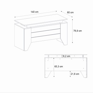 meg-GP042-0354,1-4 ΓΡΑΦΕΙΟ ΕΡΓΑΣΙΑΣ REMIDA MEGAPAP ΧΡΩΜΑ SEPET OAK - ΑΝΘΡΑΚΙ 140X60X76,9ΕΚ.