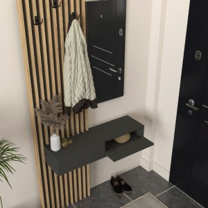 meg-GP042-0359,1-3 ΕΠΙΠΛΟ ΕΙΣΟΔΟΥ ELOIS MEGAPAP ΧΡΩΜΑ ΑΝΘΡΑΚΙ - SEPET OAK 96,6X26,8X195,5ΕΚ.