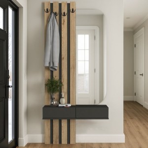 meg-GP042-0360,1-0 ΕΠΙΠΛΟ ΕΙΣΟΔΟΥ REYAS MEGAPAP ΧΡΩΜΑ ΑΝΘΡΑΚΙ - SEPET OAK 90X27X205,6ΕΚ.