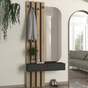 meg-GP042-0360,1-2 ΕΠΙΠΛΟ ΕΙΣΟΔΟΥ REYAS MEGAPAP ΧΡΩΜΑ ΑΝΘΡΑΚΙ - SEPET OAK 90X27X205,6ΕΚ.