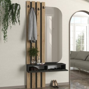 meg-GP042-0360,1-3 ΕΠΙΠΛΟ ΕΙΣΟΔΟΥ REYAS MEGAPAP ΧΡΩΜΑ ΑΝΘΡΑΚΙ - SEPET OAK 90X27X205,6ΕΚ.