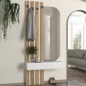 meg-GP042-0360,2-3 ΕΠΙΠΛΟ ΕΙΣΟΔΟΥ REYAS MEGAPAP ΧΡΩΜΑ ΛΕΥΚΟ - SEPET OAK 90X27X205,6ΕΚ.