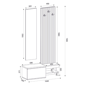 meg-GP042-0362,1-6.png ΕΠΙΠΛΟ ΕΙΣΟΔΟΥ DUMONT MEGAPAP ΧΡΩΜΑ ΑΝΘΡΑΚΙ - SEPET OAK 104,8X35X198ΕΚ.