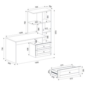 meg-GP042-0368,1-7 ΓΡΑΦΕΙΟ ΕΡΓΑΣΙΑΣ MANTRA MEGAPAP ΧΡΩΜΑ ΛΕΥΚΟ 150X60X152ΕΚ.