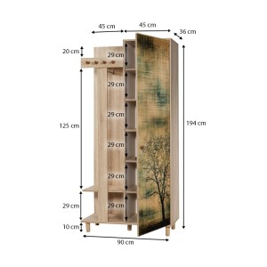 meg-GP052-0008,2-5 ΕΠΙΠΛΟ ΕΙΣΟΔΟΥ SOHO MEGAPAP ΧΡΩΜΑ SONOMA 90X36X194ΕΚ.