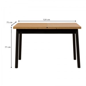 meg-GP052-0034,1-6 ΤΡΑΠΕΖΙ JEMMY MEGAPAP ΕΠΕΚΤΕΙΝΟΜΕΝΟ ΑΠΟ ΜΕΛΑΜΙΝΗ ΧΡΩΜΑ ΦΥΣΙΚΟ - ΜΑΥΡΟ 120/153X75X77ΕΚ.