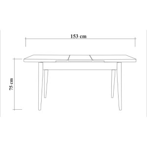 meg-GP052-0034,2-6 ΤΡΑΠΕΖΙ JEMMY MEGAPAP ΕΠΕΚΤΕΙΝΟΜΕΝΟ ΧΡΩΜΑ ΚΑΡΥΔΙ - ΜΑΥΡΟ 120/153X75X77ΕΚ.