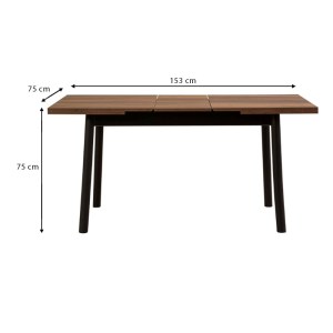 meg-GP052-0034,2-7 ΤΡΑΠΕΖΙ JEMMY MEGAPAP ΕΠΕΚΤΕΙΝΟΜΕΝΟ ΧΡΩΜΑ ΚΑΡΥΔΙ - ΜΑΥΡΟ 120/153X75X77ΕΚ.