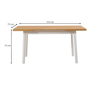 meg-GP052-0034,3-7 ΤΡΑΠΕΖΙ JEMMY MEGAPAP ΕΠΕΚΤΕΙΝΟΜΕΝΟ ΧΡΩΜΑ ΦΥΣΙΚΟ - ΛΕΥΚΟ 120/153X75X77ΕΚ.