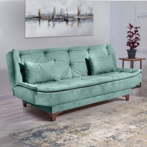 meg-GP052-0036,6-1 ΚΑΝΑΠΕΣ - ΚΡΕΒΑΤΙ LUCAS MEGAPAP ΤΡΙΘΕΣΙΟΣ ΥΦΑΣΜΑΤΙΝΟΣ ΧΡΩΜΑ SEA GREEN 190X85X85ΕΚ.