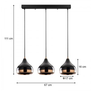 meg-GP052-0052,1-2 ΦΩΤΙΣΤΙΚΟ ΟΡΟΦΗΣ PRECIOUS MEGAPAP E27 ΜΕΤΑΛΛΙΚΟ ΤΡΙΦΩΤΟ ΧΡΩΜΑ ΜΑΥΡΟ - BRONZE 67X17X111ΕΚ.