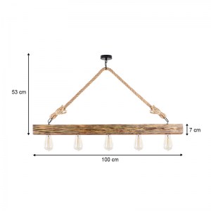 meg-GP052-0055,1-2 ΦΩΤΙΣΤΙΚΟ ΟΡΟΦΗΣ EREBOS MEGAPAP E27 ΞΥΛΟ - ΣΧΟΙΝΙ ΠΕΝΤΑΦΩΤΟ ΧΡΩΜΑ ΦΥΣΙΚΟ 100X7X53ΕΚ.