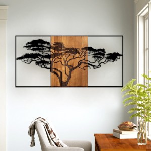 meg-GP052-0056-1 ΔΙΑΚΟΣΜΗΤΙΚΟ ΤΟΙΧΟΥ ACACIA TREE MEGAPAP ΞΥΛΙΝΟ - ΜΕΤΑΛΛΙΚΟ ΧΡΩΜΑ ΚΑΡΥΔΙ - ΜΑΥΡΟ 147X3X70ΕΚ.