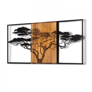 meg-GP052-0056-2 ΔΙΑΚΟΣΜΗΤΙΚΟ ΤΟΙΧΟΥ ACACIA TREE MEGAPAP ΞΥΛΙΝΟ - ΜΕΤΑΛΛΙΚΟ ΧΡΩΜΑ ΚΑΡΥΔΙ - ΜΑΥΡΟ 147X3X70ΕΚ.
