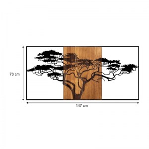 meg-GP052-0056-3 ΔΙΑΚΟΣΜΗΤΙΚΟ ΤΟΙΧΟΥ ACACIA TREE MEGAPAP ΞΥΛΙΝΟ - ΜΕΤΑΛΛΙΚΟ ΧΡΩΜΑ ΚΑΡΥΔΙ - ΜΑΥΡΟ 147X3X70ΕΚ.