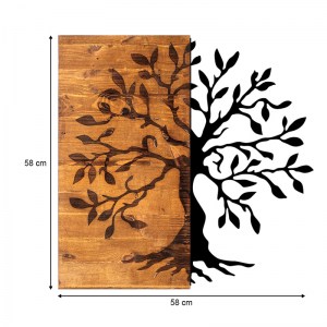 meg-GP052-0058-3 ΔΙΑΚΟΣΜΗΤΙΚΟ ΤΟΙΧΟΥ AGAC TREE MEGAPAP ΞΥΛΙΝΟ - ΜΕΤΑΛΛΙΚΟ ΧΡΩΜΑ ΚΑΡΥΔΙ - ΜΑΥΡΟ 58X3X58ΕΚ.